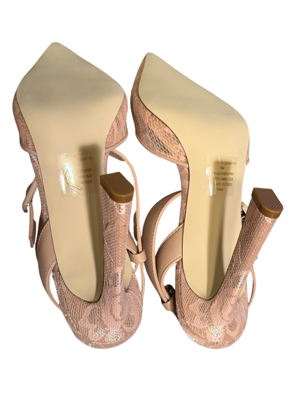 Steve Madden Sarantos Pretty Blush Lace Pointed-Toe Ankle-Strap Heels (SH331) - Picture 10 of 13